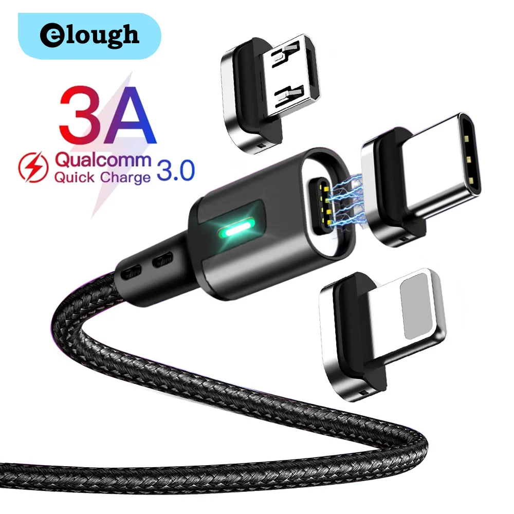 Зарядный кабель Elough магнитный USB Type-C Micro шнур для зарядного устройства провод iPhone