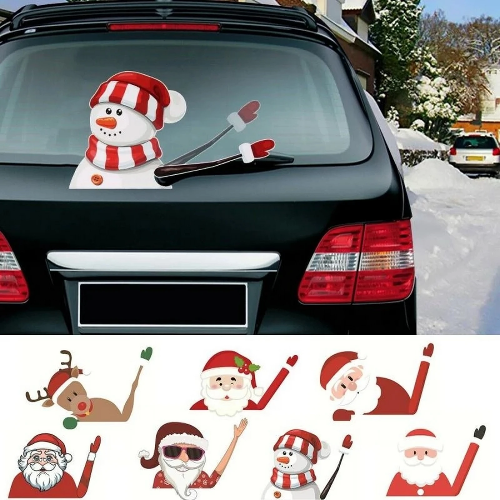 

Christmas Santa Claus Elk Xmas Novelty Car Sticker for Car Rear Windscreen Wiper Window Decals Christmas Decoration Ornaments