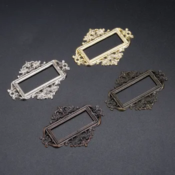 

50Pcs Antique Carved Furniture Cabinet Medicine Drawer Label Pull Frame File Box Name Card Holder Notepad Photo Album DIY55*43mm