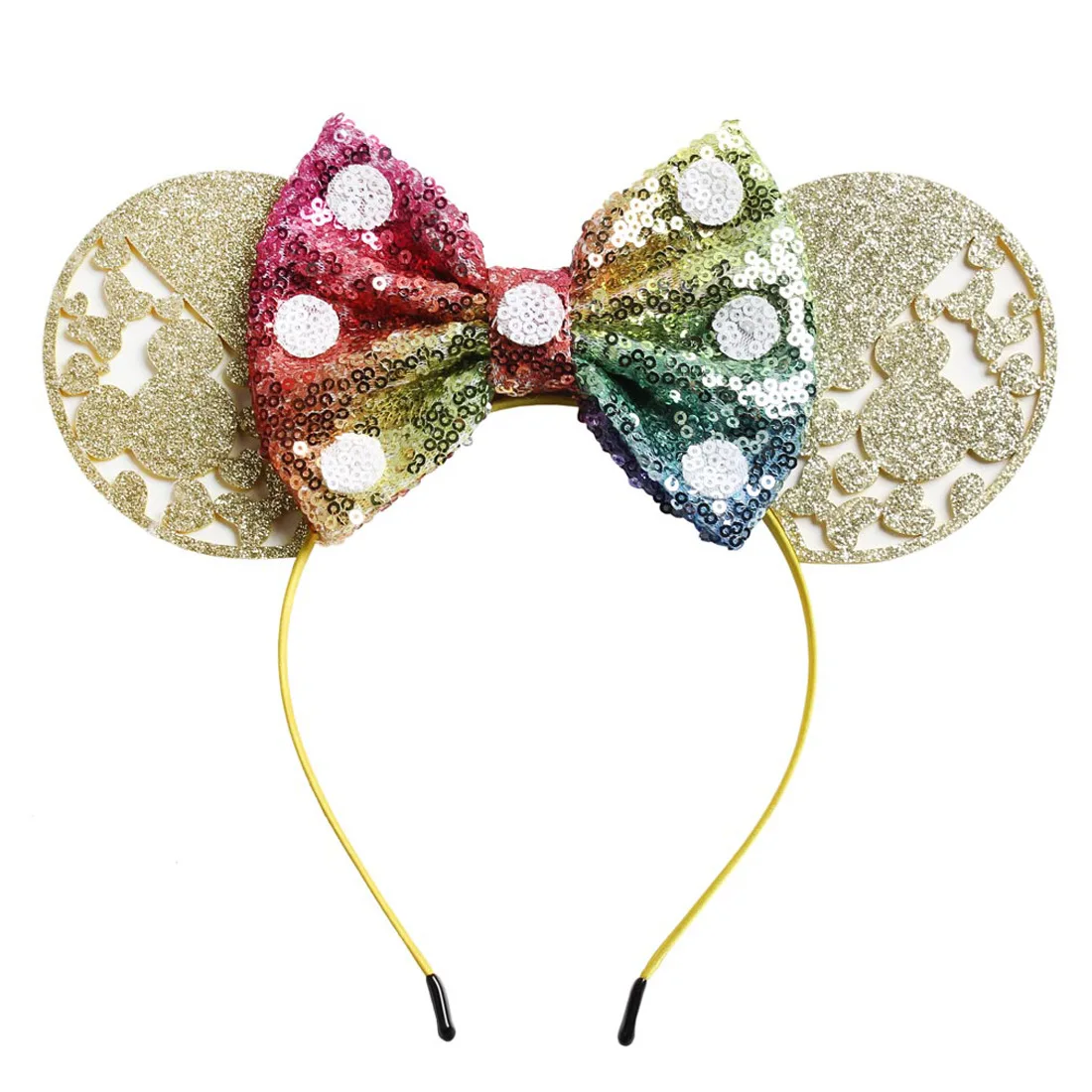Disney Girls Bows Minnie Mickey Headband Ears Play Game Women Party Ears Sequin Hair-Bands Princess Head Hoop Plush Toy Kid Gift