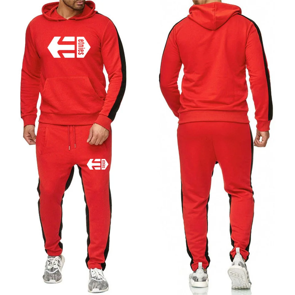

Europe And America Skateboard Etnies Popular Brand Fleece Hoodie Sweatpants Set Loose And Plus-sized Sports Street Pullover Hood
