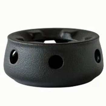 

Japanese Style Black Zen Coarse Pottery Tea Pot Warmer Base Ceramic Candle Holder Insulation Base Coffee Milk Warmer Accessories