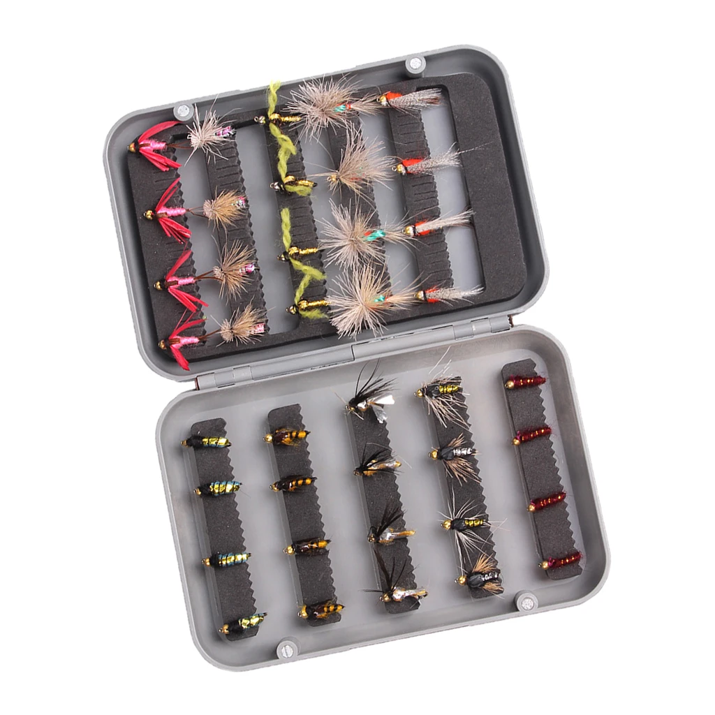 40pcs Different Style Fly Fishing Lures Flies Set Artificial Insect Bait Trout Fish Hooks