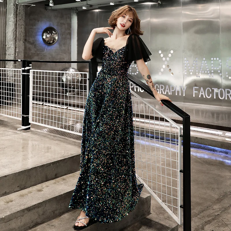 Платья для выпускного вечера с v-образным вырезом и блестками,, Vestidos De Gala, блестящие длинные вечерние платья, роскошные, Arabia Vestido Formatura Robe De Soiree
