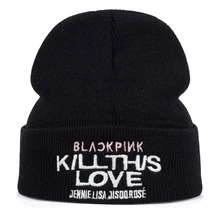 Новая Вязаная шапка унисекс для влюбленных в Корейском стиле BLACKPINK KILL THIS LOVE Album Letters, однотонный хип-хоп Повседневный широкий берет-Боб с манжетами