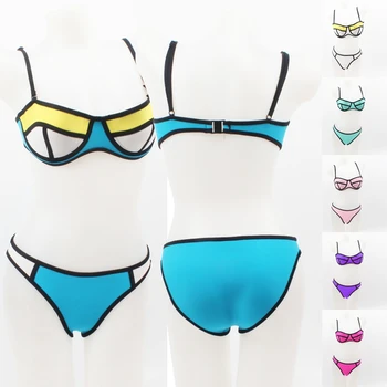 

All Female Favorite Neoprene Bikini Most Popular Swimwear 2019 Summer Sexy Women's Patchwork Push Up Swim Wear Bath Clothes