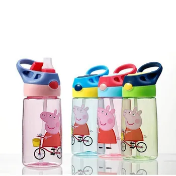 

450ML Pink Pig Little Girl Water Cup Cartoon Portable Water Cup Straw Kettle Straw Cup with Lanyard Children Travel Kettle