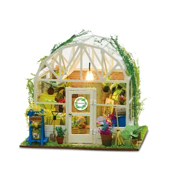 

Doll Houses Assemble DIY Wooden Dollhouse Toys Wooden Miniatura LED Lights Flowers House for Children Birthday Gift