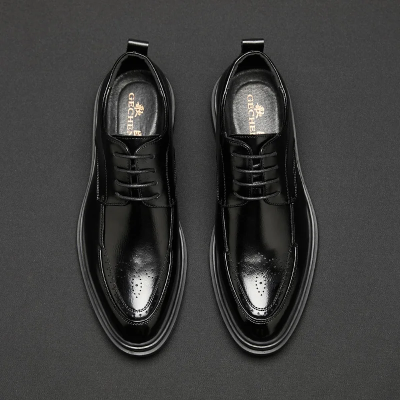 

2019 Trendy Shoes Bullock Leather Shoes Men's Korean-style England Varved Men Shoes Business Formal Wear Pointed-Toe Casual Leat