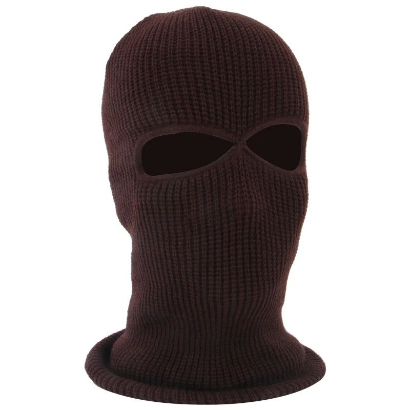 Full Face Cover Mask Three Hole Winter Warm Hoodie Men Ski Cold Mask Hood Electric Motorcycle Windproof Mask Riding Face Shield - Цвет: Open eye Brown