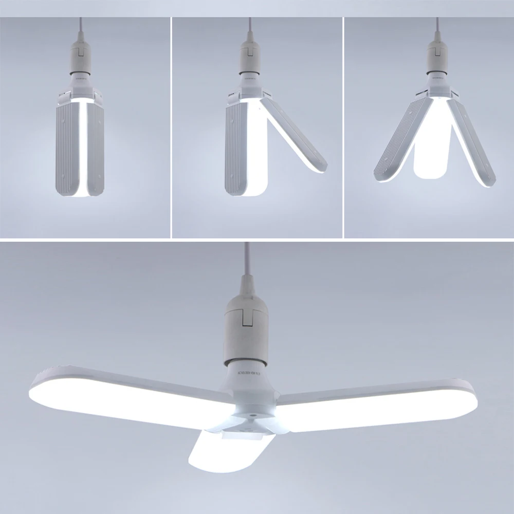 

60W LED folding garage light Three-leaf bulb lamp wide pressure high-brightness with radar sensor bulb E27 3 Blades/4 Blades