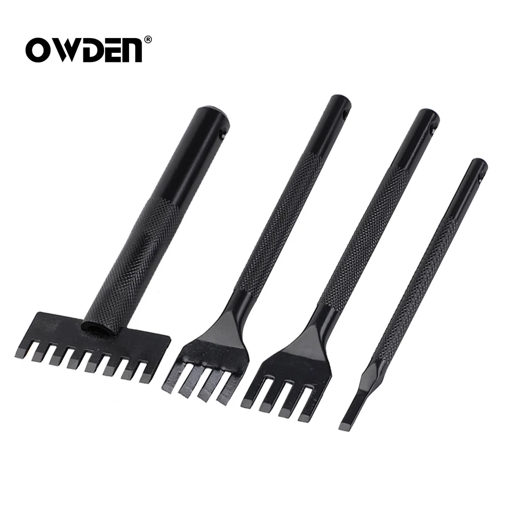 OWDEN 가죽 레이싱 끌 세트, 플랫 로프 직조 펀치, DIY 조각 스티칭 벨트 홀, 1/4/8 프롱 가죽 레이싱 끌 키트