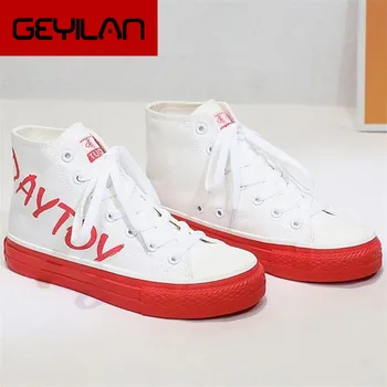 

2019 spring woman sneakers designer high top canvas shoes casual shoes lace up autumn letter fashion sneakers woman L1158