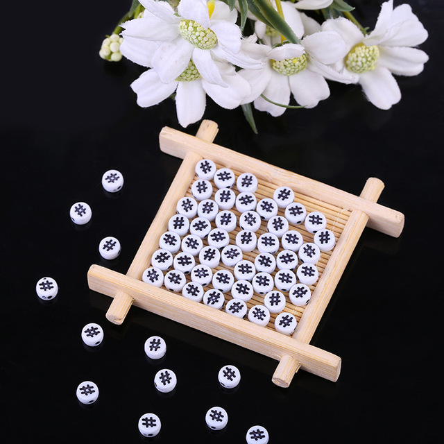 beaded handmade DIY jewelry accessories round love beads and # word beads acrylic clothing accessories loose beads