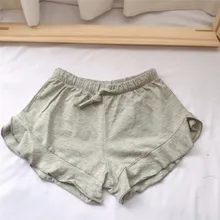 Летние детские шорты, хлопковые теплые штаны, шорты с листьями лотоса для девочек, штаны для малышей