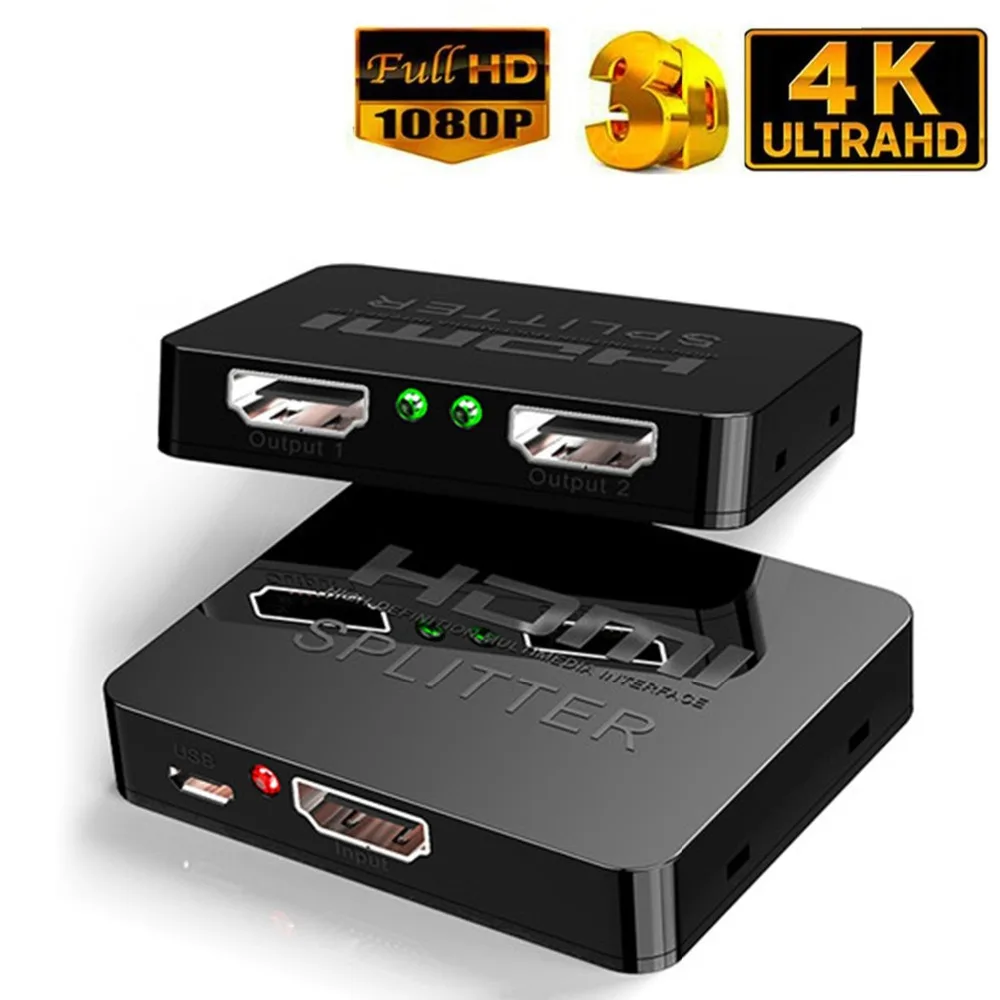 NewBEP Лучшая цена HDMI сплиттер 1 вход 2 выхода HDMI сплиттер Switcher Box Hub поддержка 4K X 2K 3D 2160p1080p для XBOX360 PS3/4/5