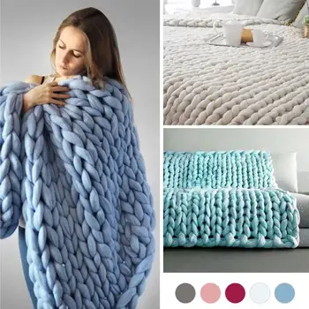 

Throw Blanket Woollen Blanket Sofa Blanket Hand-Woven Comfortable Warm Convenient Knitted Fuzzy Blankets