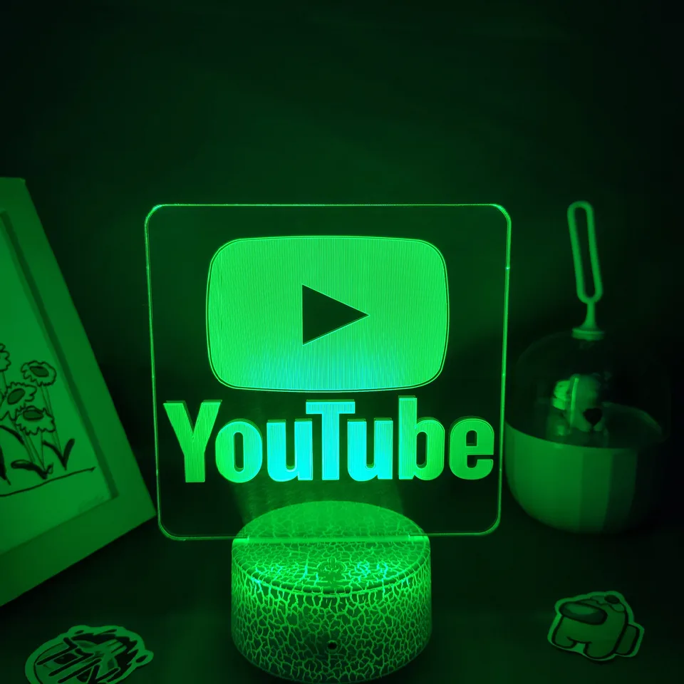 YouTube LOGO Mark Lava Lamps 3D LED RGB Neon Night Lights Cool Colorful  Gift For Friends Bedroom Bedside Coffee Table Decoration - AliExpress, image size:960x960