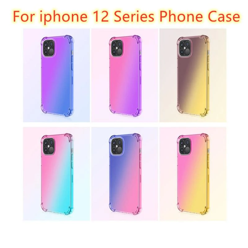 New Four Corner Anti Drop Phone Case Gradient Rainbow Colors Phone Shell For Iphone 12 Mini Iphone 12 Pro Max Phone Accessories Phone Case Covers Aliexpress