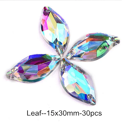 15x30mm-30pcs Смола Кристалл AB смолы Круглые пришивные стразы с плоским основанием пришивные стразы для одежды B3649 - Цвет: 15x30mm-30pcs