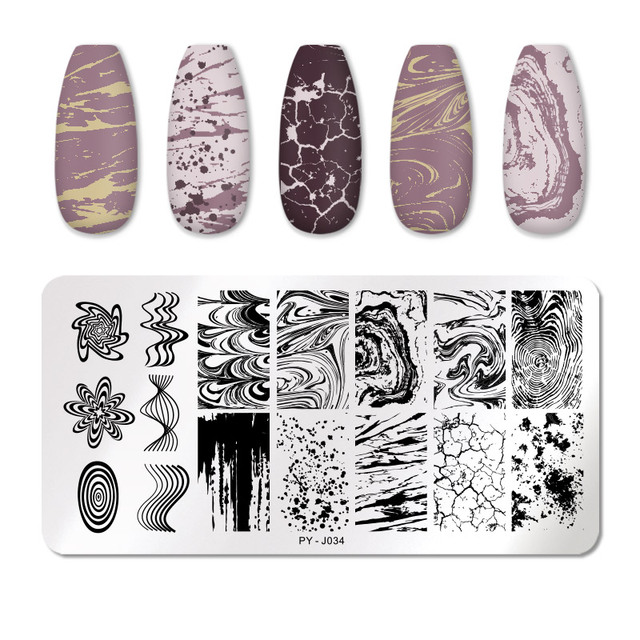 YOU Geometry Nail Stamping Plates Lines Animal Fruits Theme Template Plate Mold Nail Art Stencil Tools