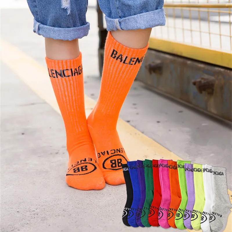 Korean-style Spring And Summer Cotton BB English Lettered Children Tube Socks Candy Color Online Celebrity Parent And Child