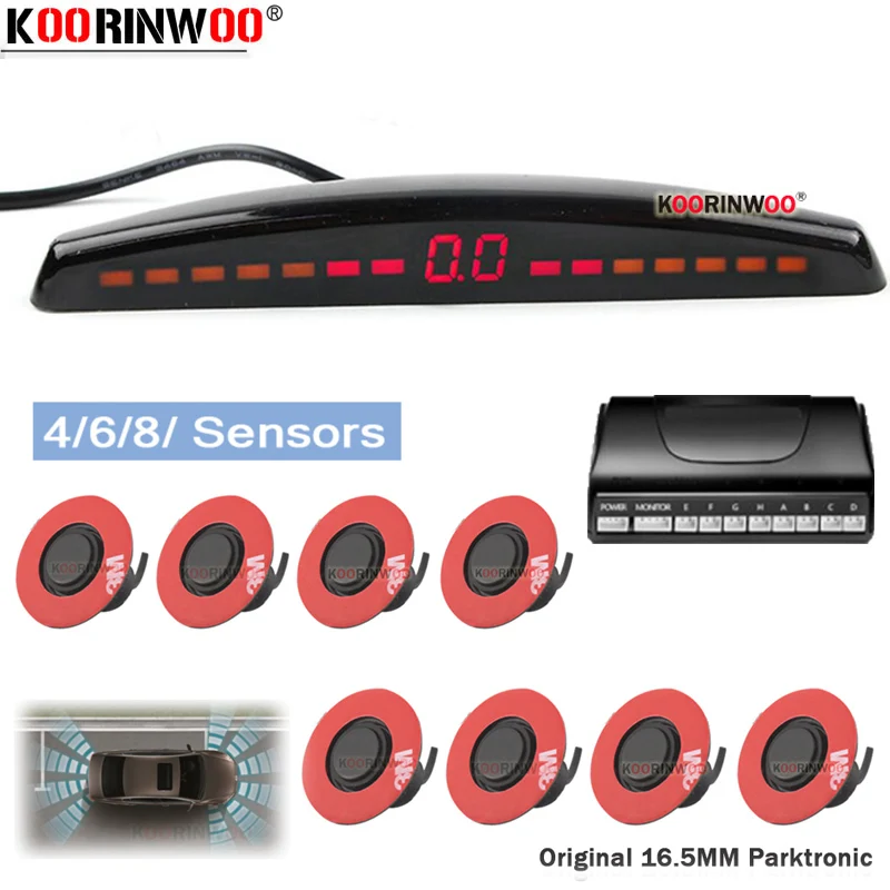 Koorinwoo Auto Monitor Flache Elektromagnetische Parkplatz sensor mit 4/6/8 Sensor Reverse-Parkplatz Radar Summer Detektor Einparkhilfe Koorinwoo Auto Monitor Flache Elektromagnetische Parkplatz sensor mit 4/6/8 Sensor Reverse-Parkplatz Radar Summer Detektor Einparkhilfe