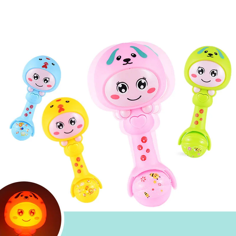 Baby Toy Ring Bell Intelligence Plastic Hand Bell Rattle Funny Educational Mobiles Toys Music Flash Hand Ring Bell Infant Toys