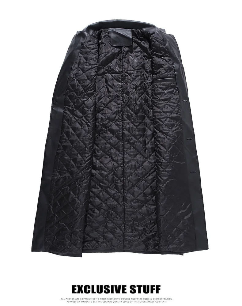 Chaqueta Cuero Hombre, большой меховой воротник, мужской Тренч из искусственной кожи, мужские пальто, новинка, роскошный жилет, Homme, облегающие длинные пальто