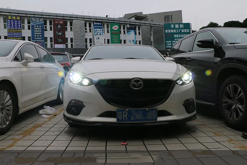 Автомобильный Стильный чехол для головного света для Мазда 3 Axela фары светодиодный фары DRL Объектив двойной луч H7 Биксенон HID