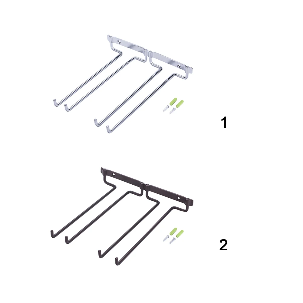 Домашний держатель для подвесных стемар, кухонная полка, вешалка для вина, двухрядная настенная металлическая Полезная под шкаф-бар