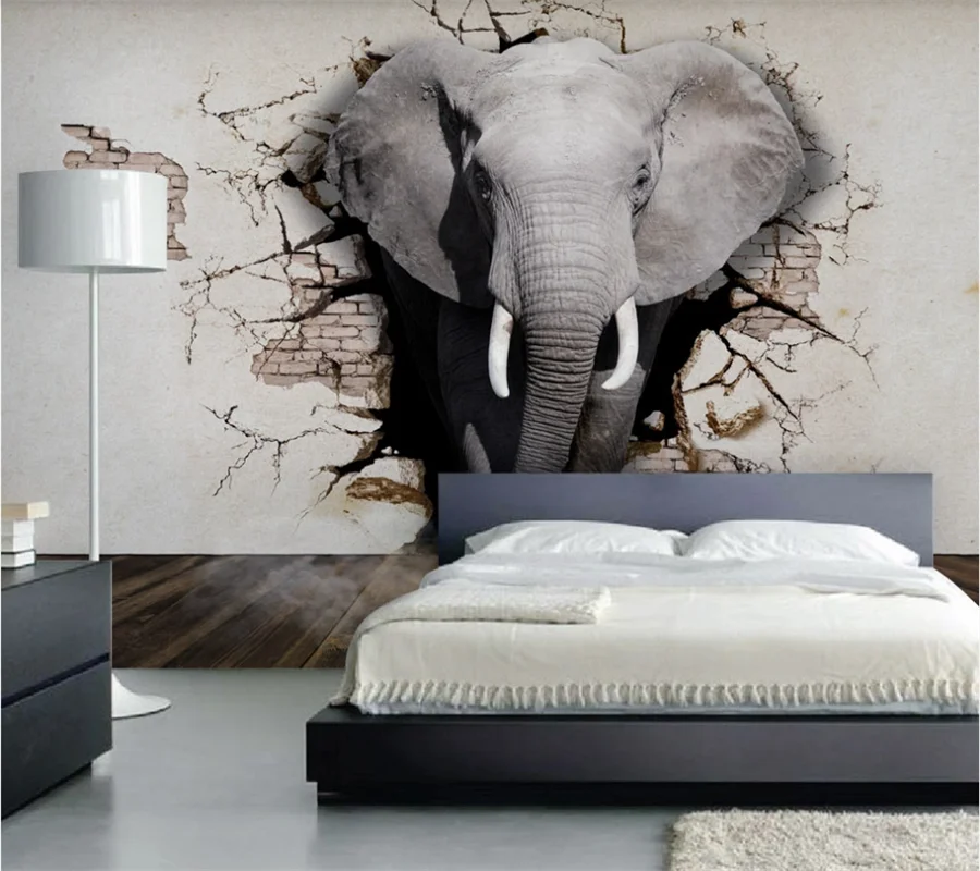 xuesu Customize 8d photo wallpaper 3d mural stereo elephant art background wall simple wallpaper wall covering