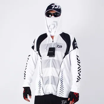 

2020 Famous Brand Men Mesh Breathable Hood Mens Daiwa Sports Fishing Outdoor Fishing Clothes Dawa New White Fishing Jersey Pesca