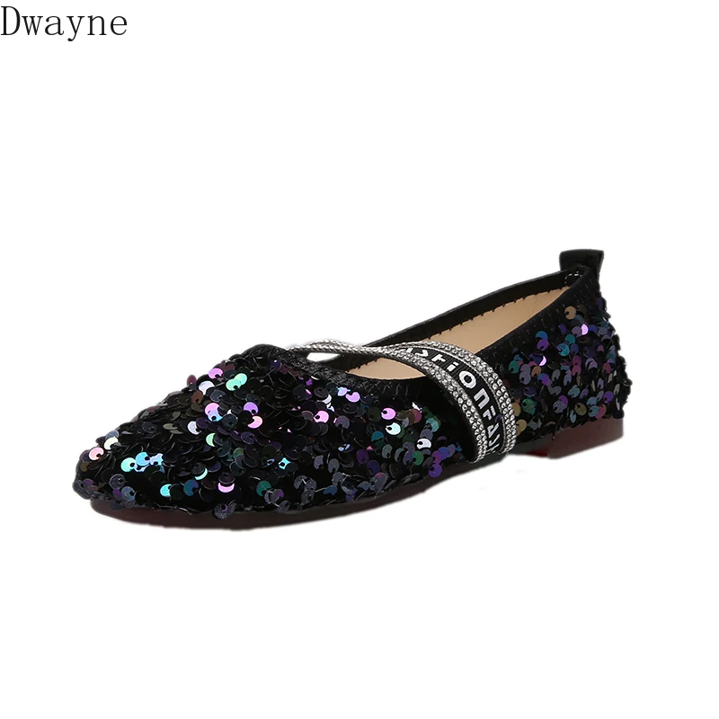 

Peas shoes women 2019 spring and summer new sequins fairy shoes gentle fashion flat shoes tide