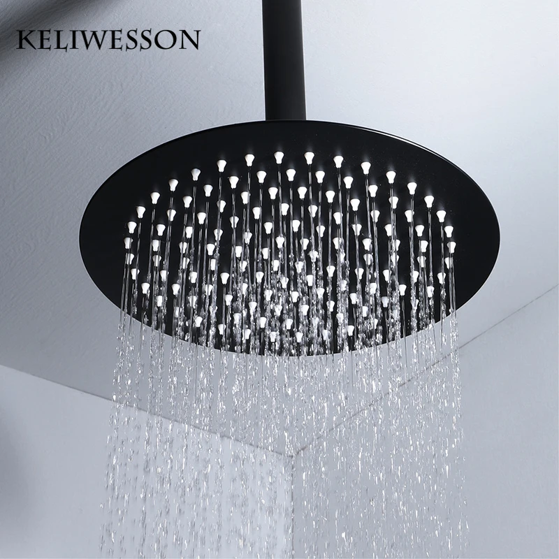 Черная ультратонкая насадка для душа 304 из нержавеющей стали с дождевой насадкой