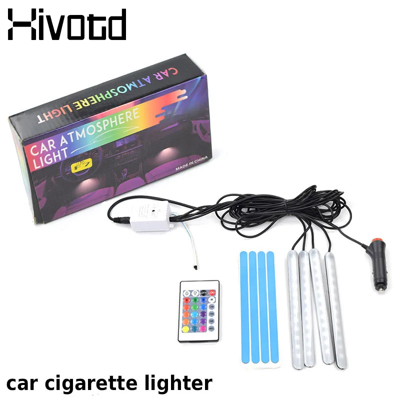 Автомобильный светильник RGB красочные светодиодные аксессуары для интерьера с дистанционным управлением сигаретный светильник er напольная полоска для ног атмосферная лампа с пультом дистанционного управления 12 В - Испускаемый цвет: USB