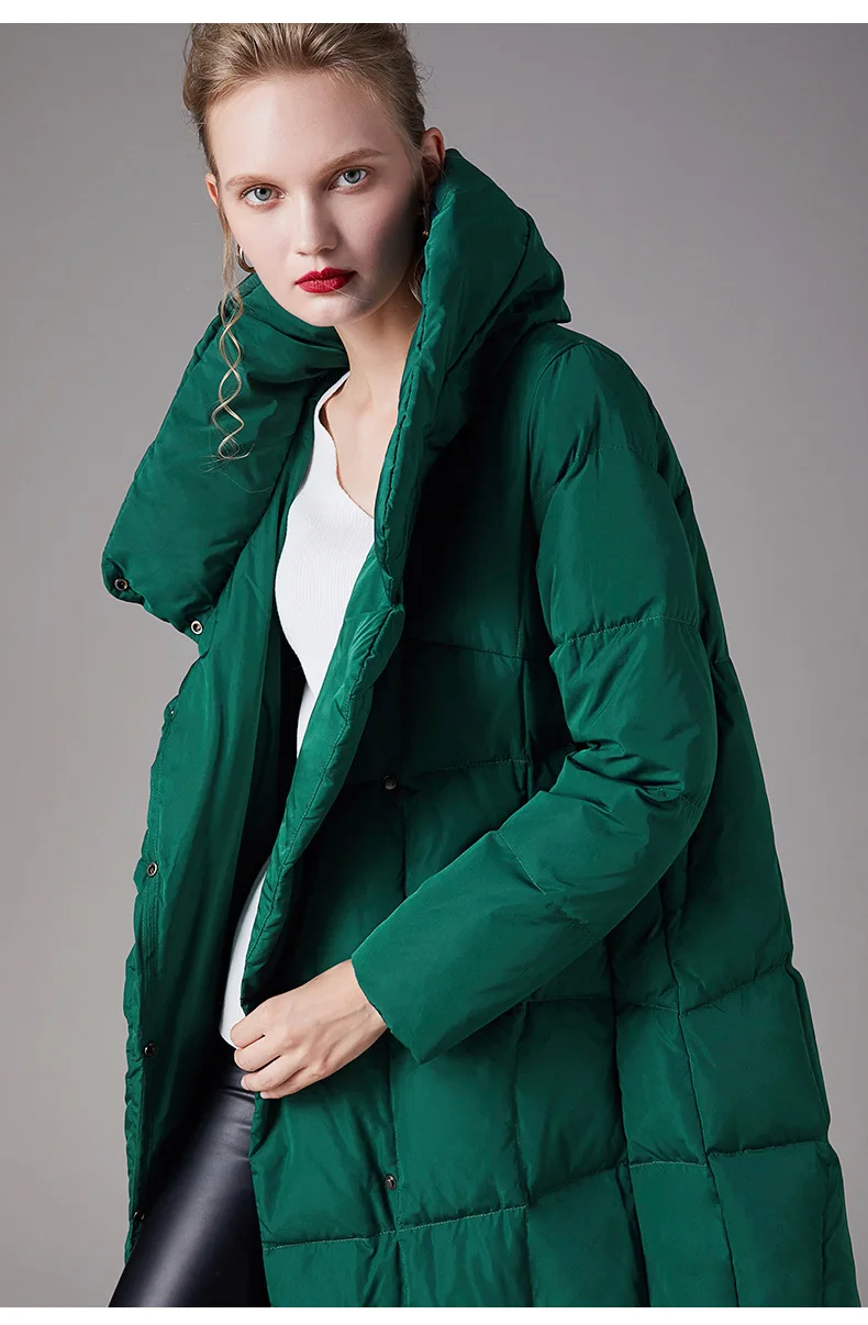 jacket women's winter new 90 white duck down thickened stand collar Korean loose women's down jacket medium length