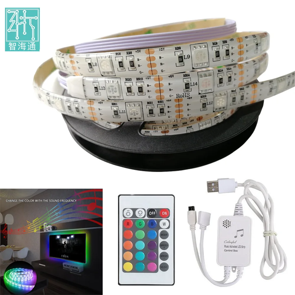 

Amazon Hot Selling TV Background Music Rhythm Light Belt Atmosphere Sensing Light Belt USB2 M LED Flexible Strip