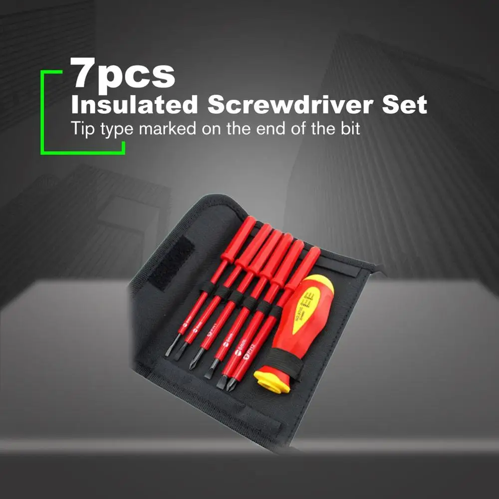

7pcs 1000V High Voltage Insulated Screwdriver Set Cross Slotted Alloy Steel Screw Driver Phillips Insulated Screwdriver