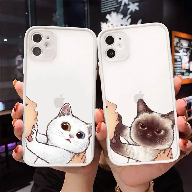 Смешной милый мягкий чехол кошка не kiss my cat для телефона матовые прозрачные iPhone 7 8