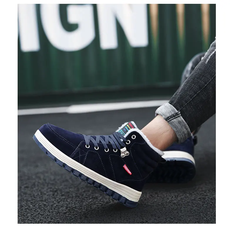 New Men Boots Winter With Plush Warm Snow Boots Casual Men Winter Boots Work Shoes Men Footwear Fashion Ankle Boots 39-48