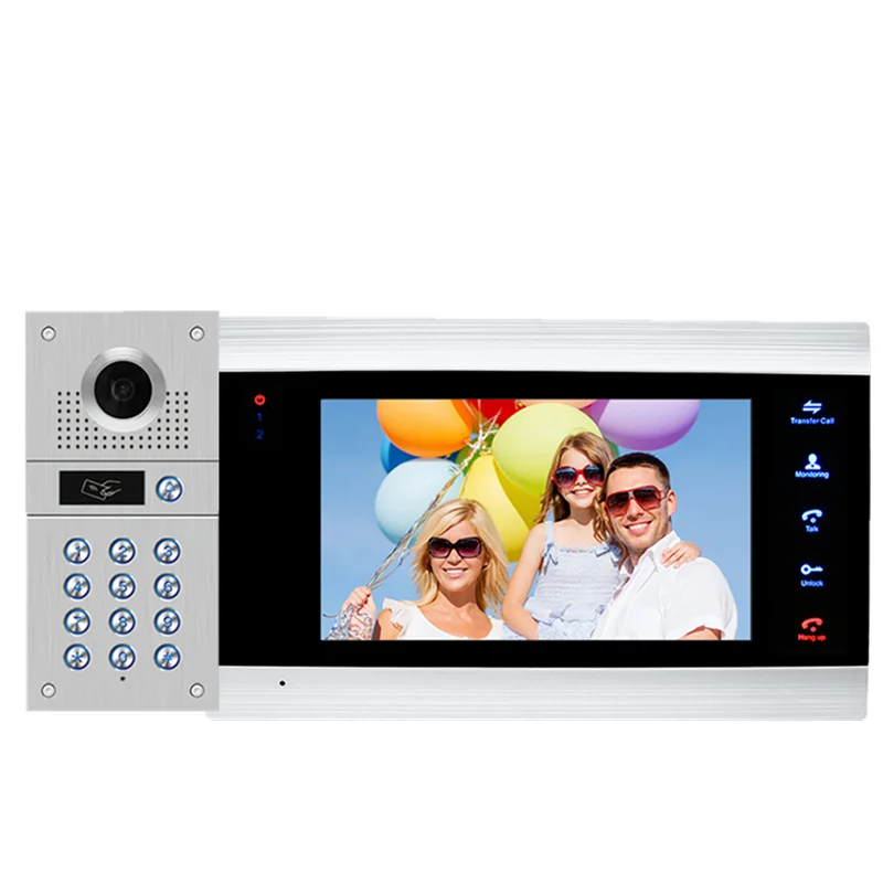 7\ Touch Screen Recording Monitor Video Door Phone Intercom System Home RFID Code Keypad Doorbell Camera Free Shipping