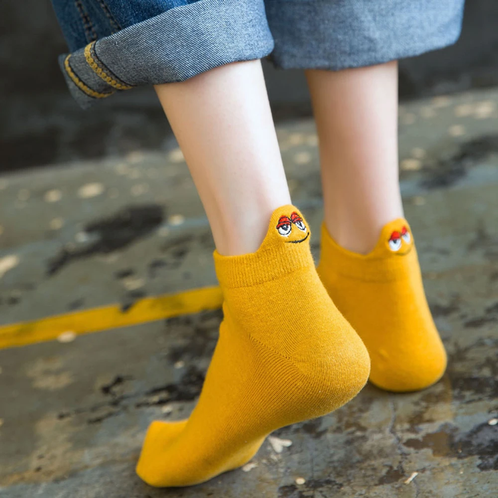 1Pair Creative Elastic Boat Socks Low Ankle Fashion Cartoon Cute Cotton Breathable Candy Color Summer Invisibility Short Hosiery