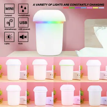

USB Air Humidifier Mini Travel Humidifiers Essential Oil Diffuser Purifier Atomizer with LED Light for Home Office Face Care