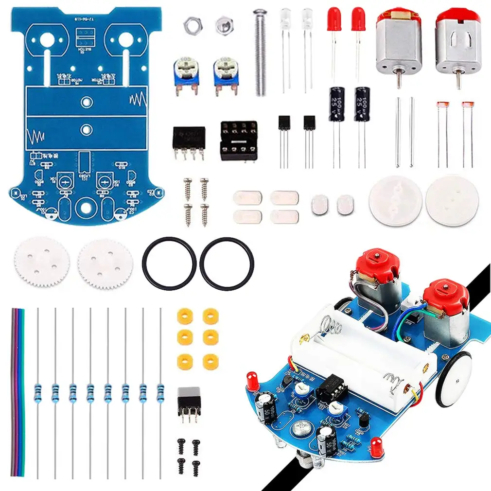 Smart Robot Car Kits Intelligent Tracking Line Photosensitive DIY Kit Patrol Automobile Parts Electronic Toy | Электронные