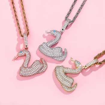 

Hip Hop Snake Pendant Necklace Micro Pave AAA Cubic Zirconia Pendant Hip Hop Fashion Jewelry Gift For Men Women