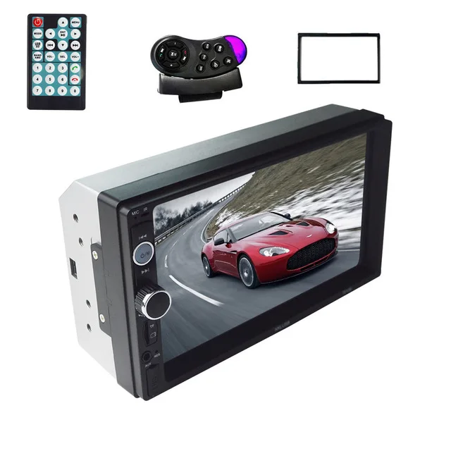 remote and frame Автомобильный стерео 12 в автомобильный Радио тюнер 2 Din 7 дюймов сенсорный экран Bluetooth мультимедиа Авто Аудио Авторадио MP5 Поддержка камеры заднего вида - Цвет: remote and frame