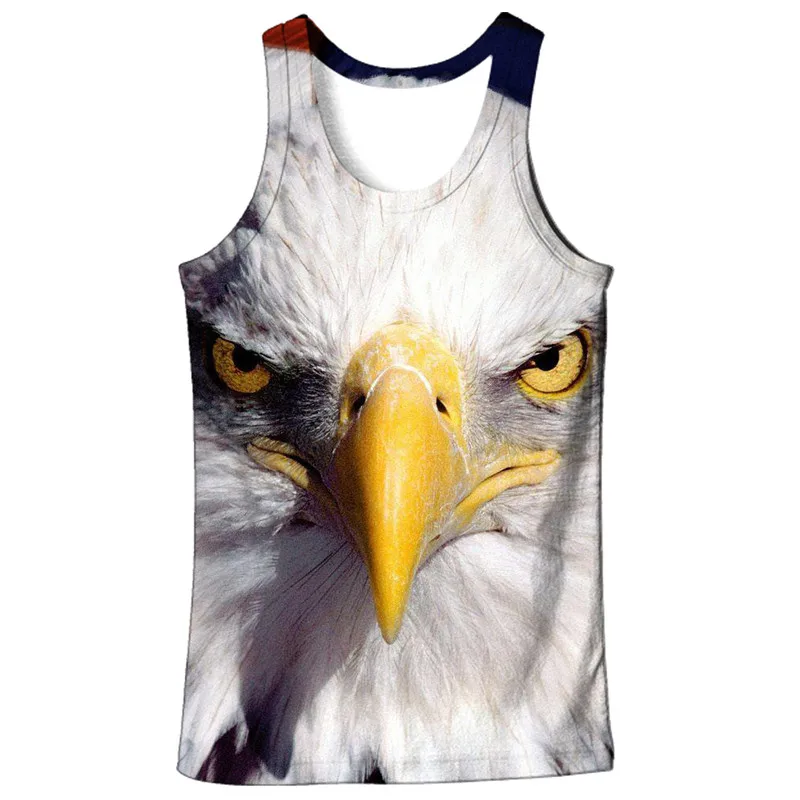

3D bald eagle print fun men's vest