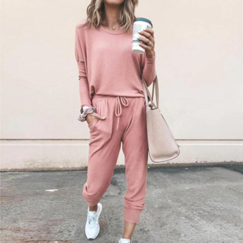 

Spring 2 Peice Set Women Elegant Pants Sets Female Casual Outfits Jogger Two Piece Set Korean Sports Suit Black Cotton Tracksuit