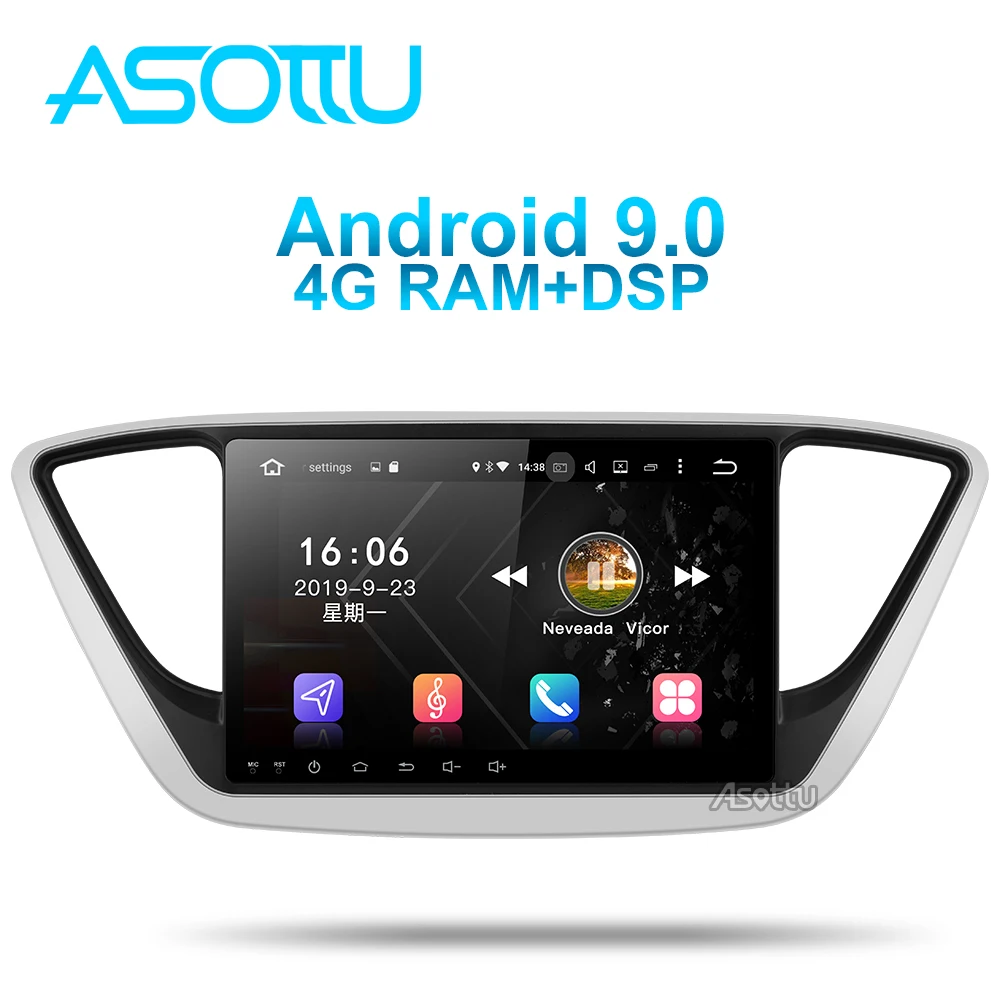 Asottu HY603 android 9 0 автомобильный DVD плеер для Hyundai solaris 2 verna 2017 2018 2019 головное